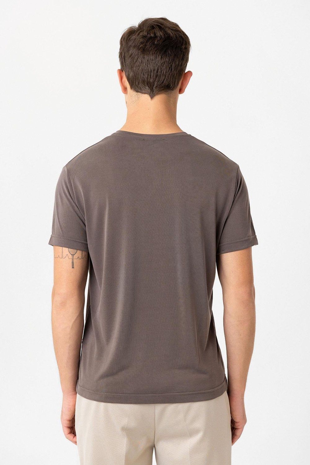 Antioch Kahve Regular Fit Modal Teknik Kumaş Erkek T-Shirt