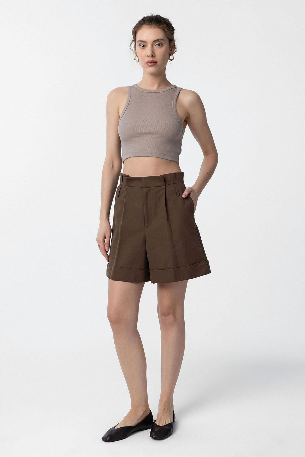 High-Waisted Womens Bermuda Shorts