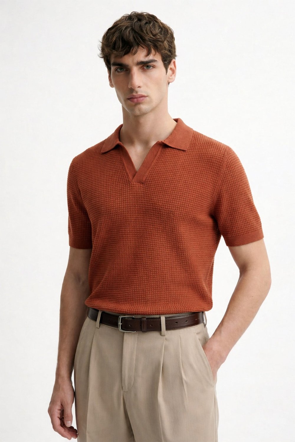 Antioch Kiremit Dokulu Polo Yaka Erkek T-Shirt