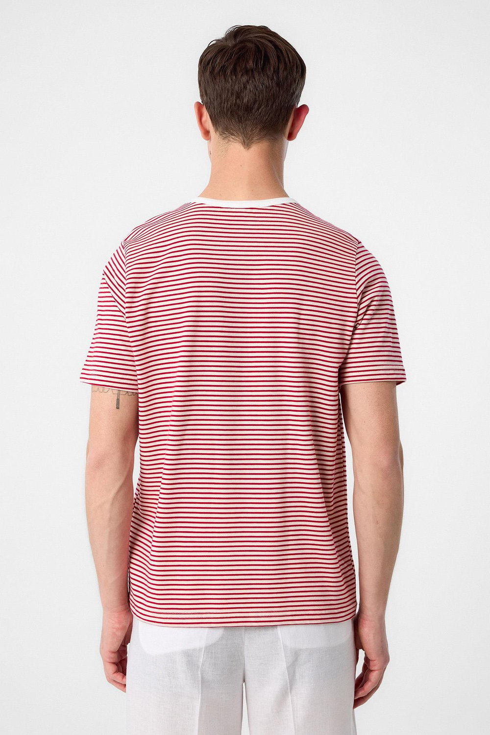 Antioch Kırmızı Regular Fit Çizgili Erkek T-Shirt