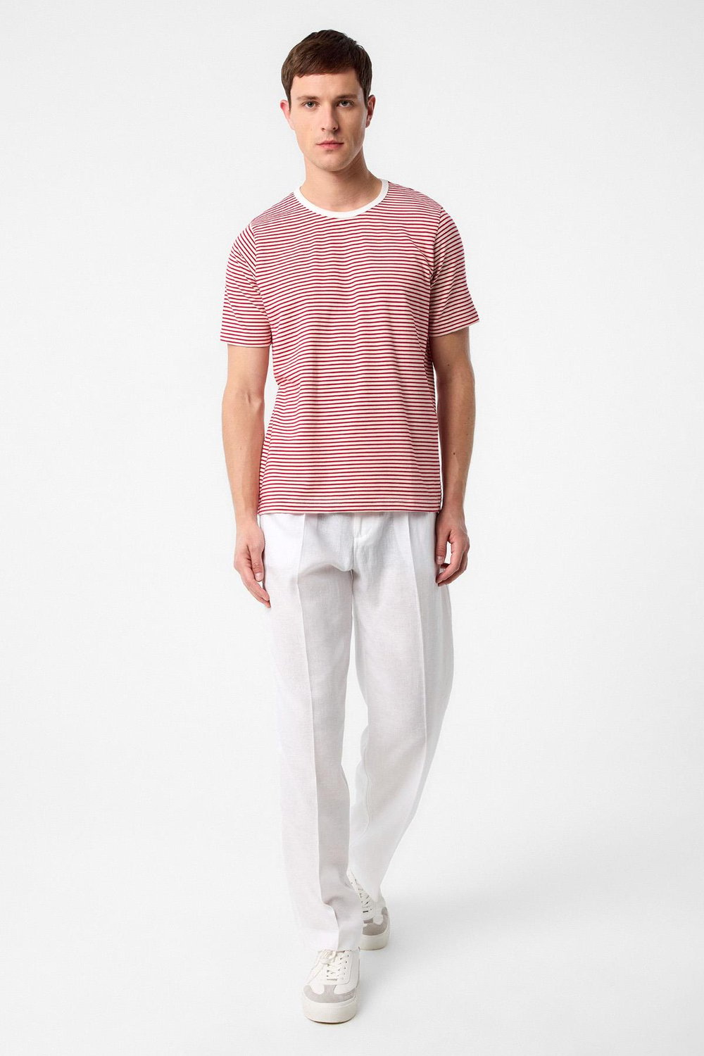 Antioch Kırmızı Regular Fit Çizgili Erkek T-Shirt