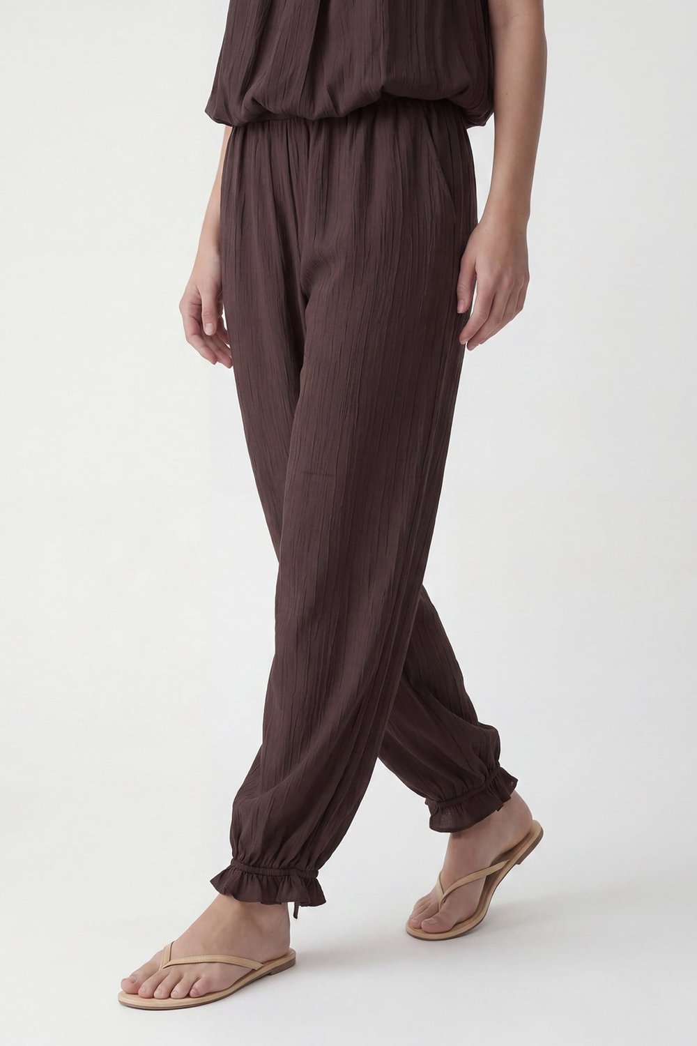 Antioch Koyu Kahve 100% Lyocell Bluz Pantolon Takım