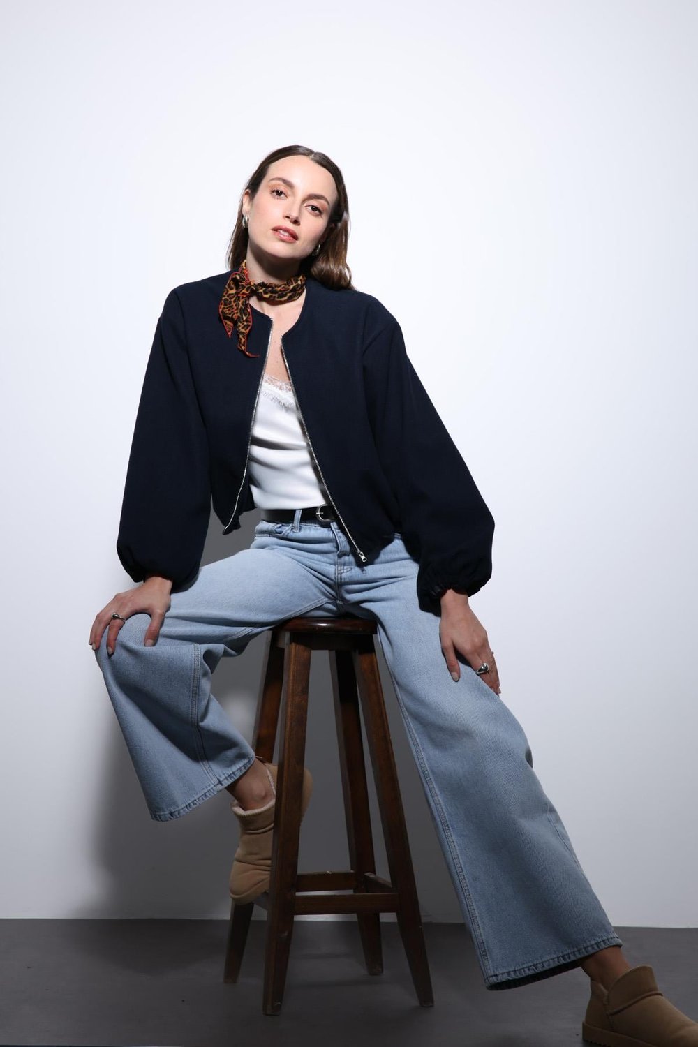 Womens Crop Jacket with Elastic Waistband