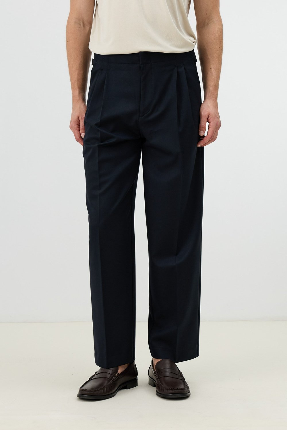 Mens Pants with Double-Pleated Cuff Details