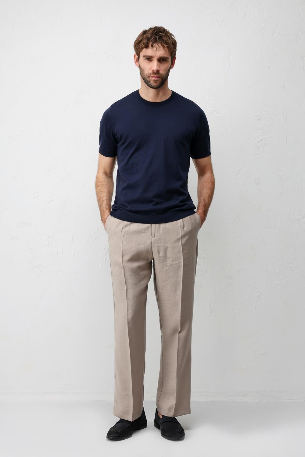 Antioch Lacivert Comfort Slim Triko T-Shirt