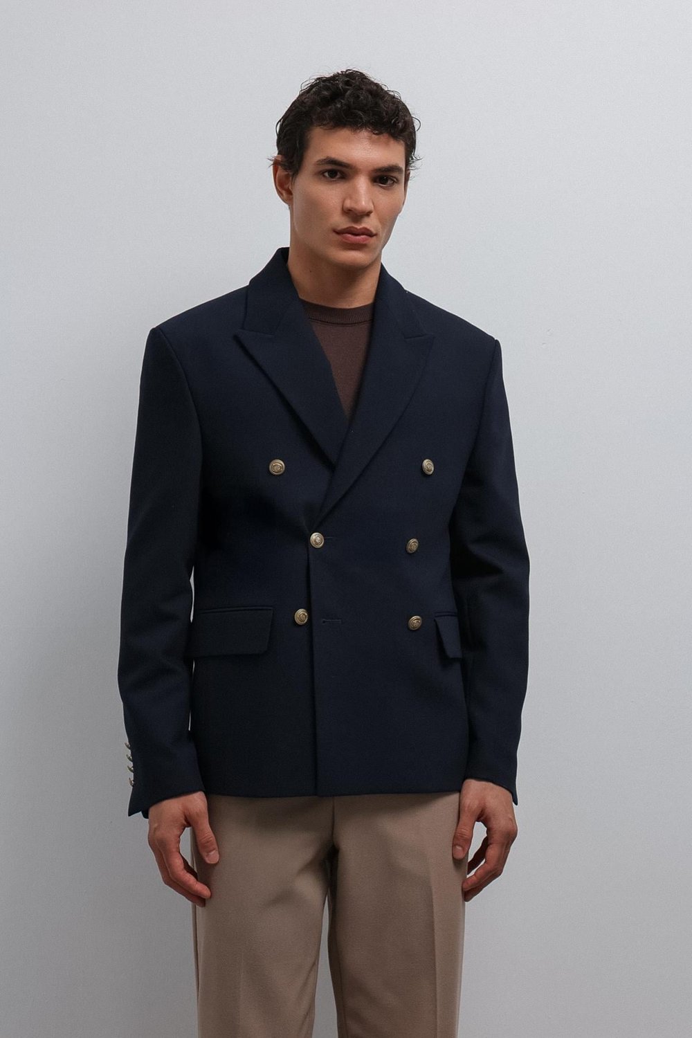 Antioch Lacivert Kruvaze Erkek Blazer Ceket