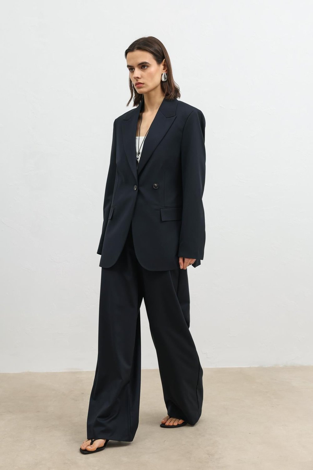 Antioch Lacivert Kruvaze Kadın Blazer