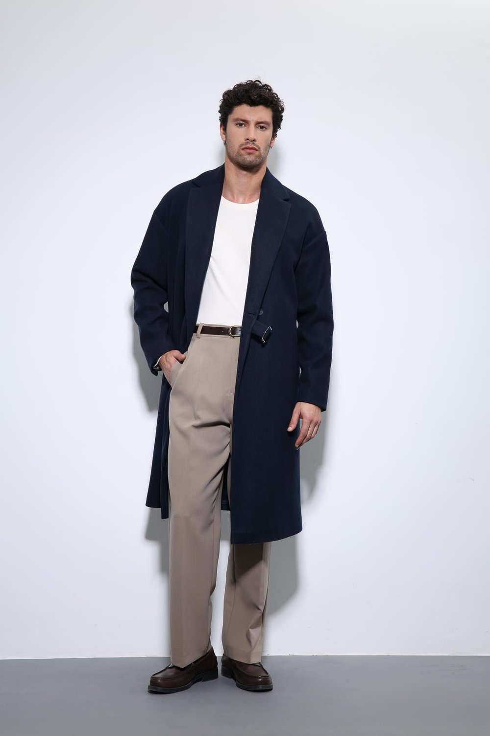 Belted Oversize Mens Coat
