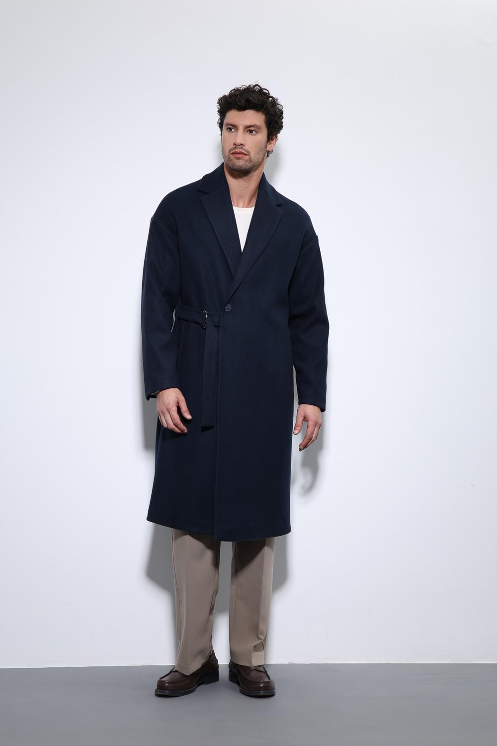 Belted Oversize Mens Coat
