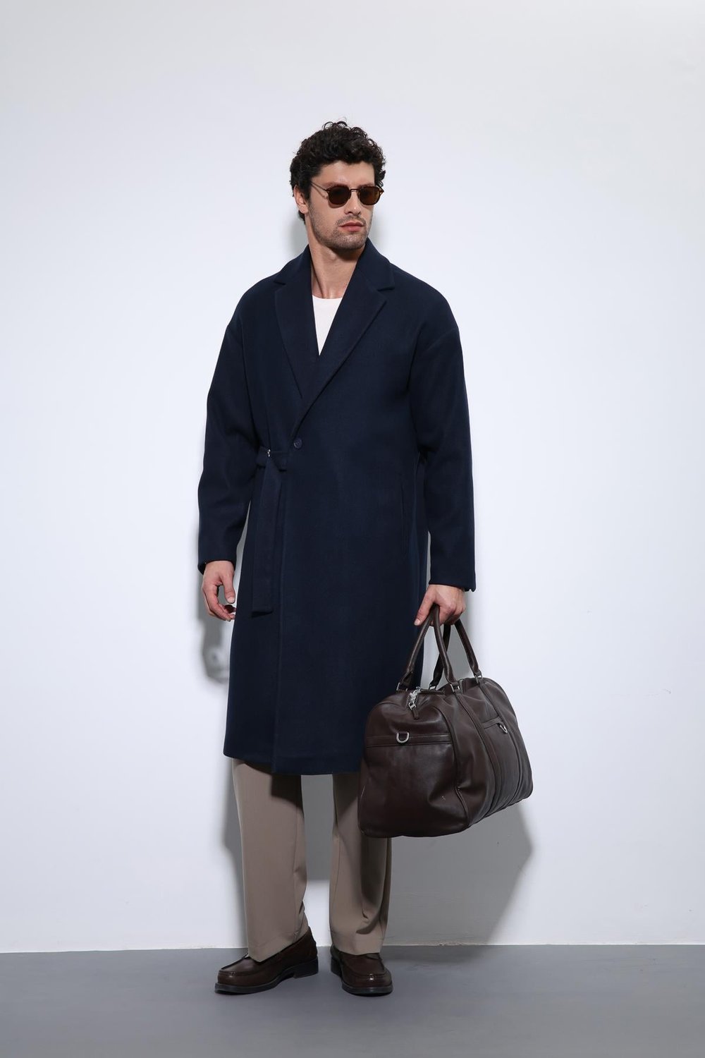 Belted Oversize Mens Coat