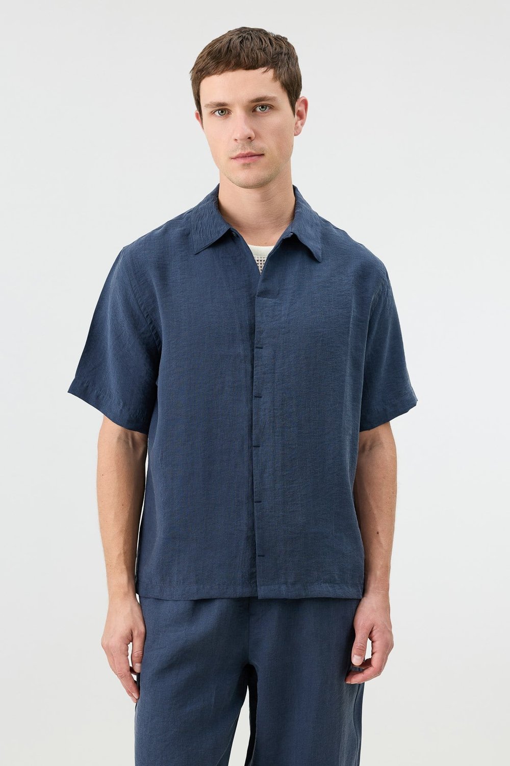 Mens Shirt with Lyocell Blend and Hidden Buttons