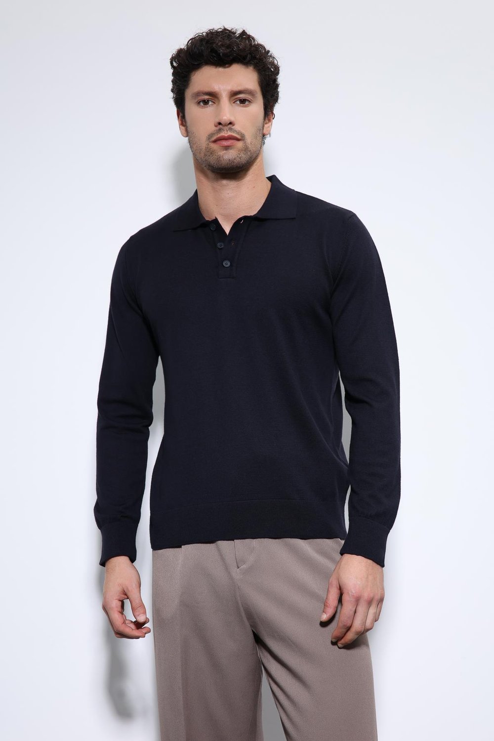 Antioch Lacivert Polo Yaka Erkek Kazak
