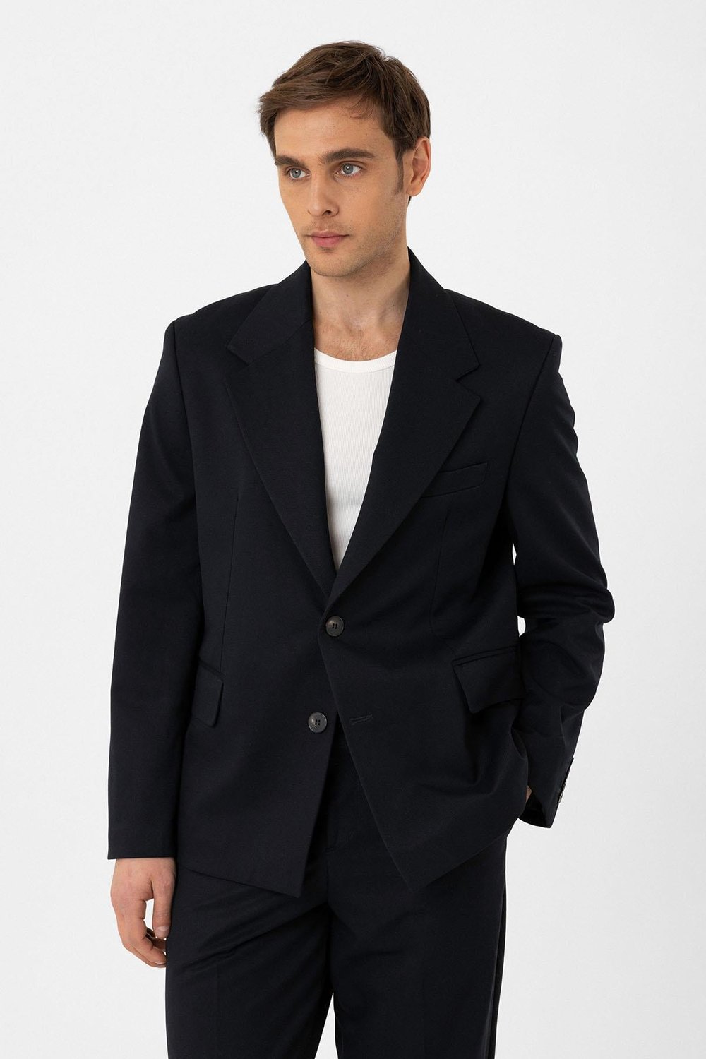 Antioch Lacivert Relax Fit Erkek Blazer Ceket