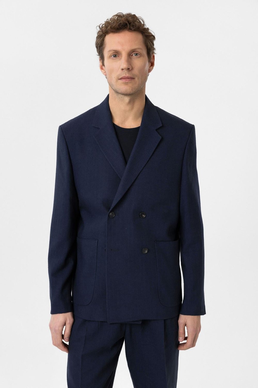 Relaxed Fit Linen Blend Mens Blazer Jacket