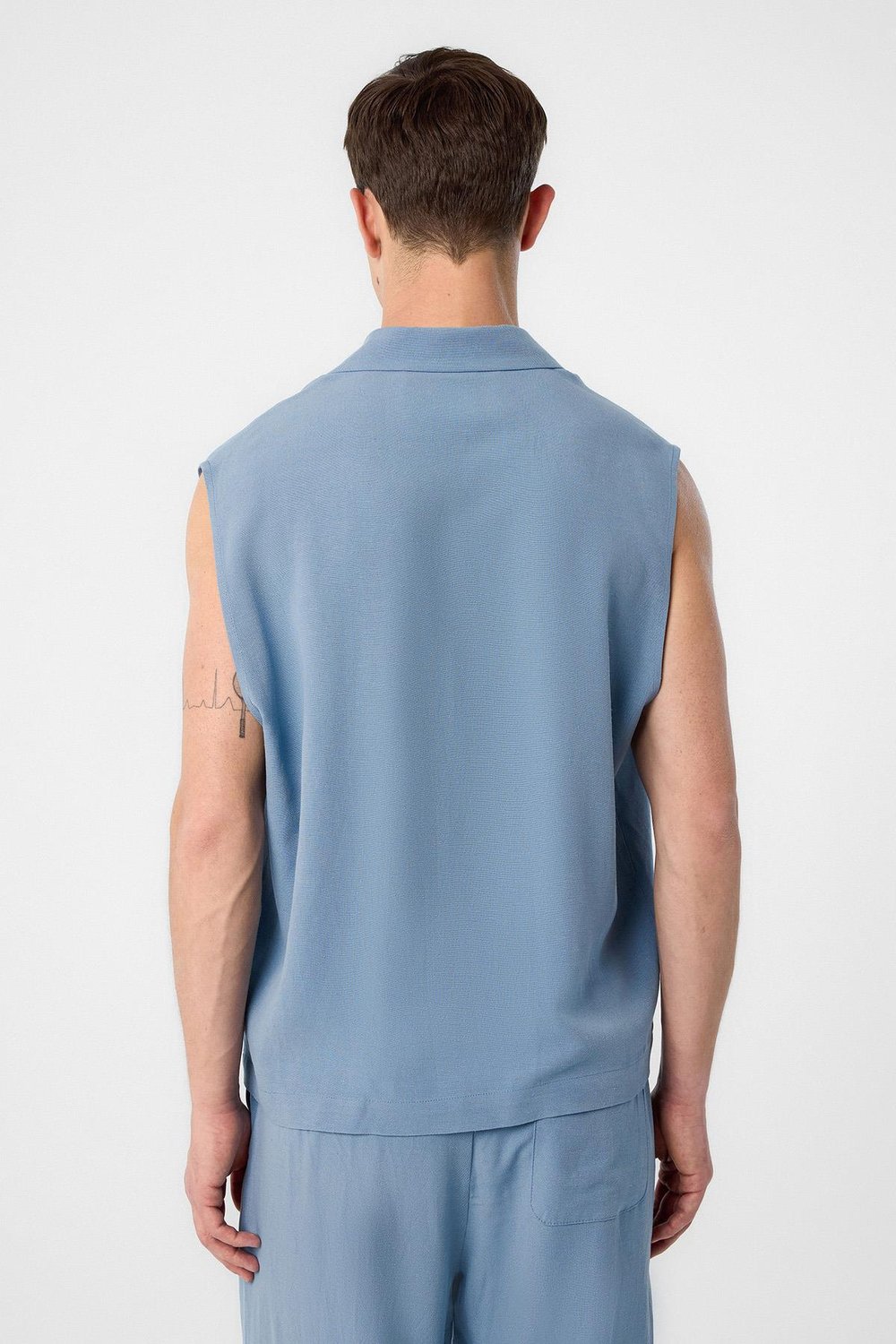 Linen Blend Sleeveless Mens Shirt