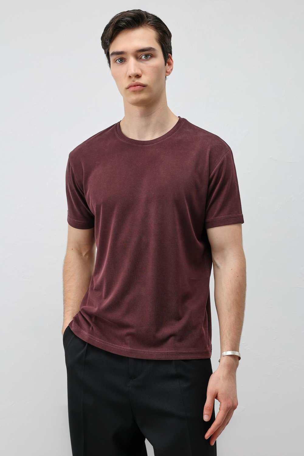 Antioch Mürdüm Regular Fit Modal Teknik Kumaş Erkek T-Shirt