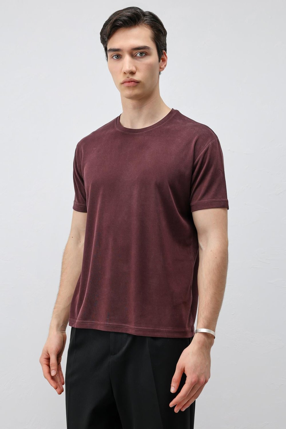 Antioch Mürdüm Regular Fit Modal Teknik Kumaş Erkek T-Shirt