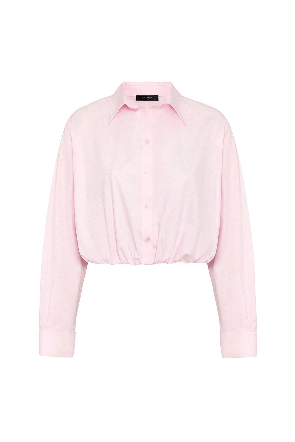 Antioch Pembe Crop Poplin Kadın Gömlek