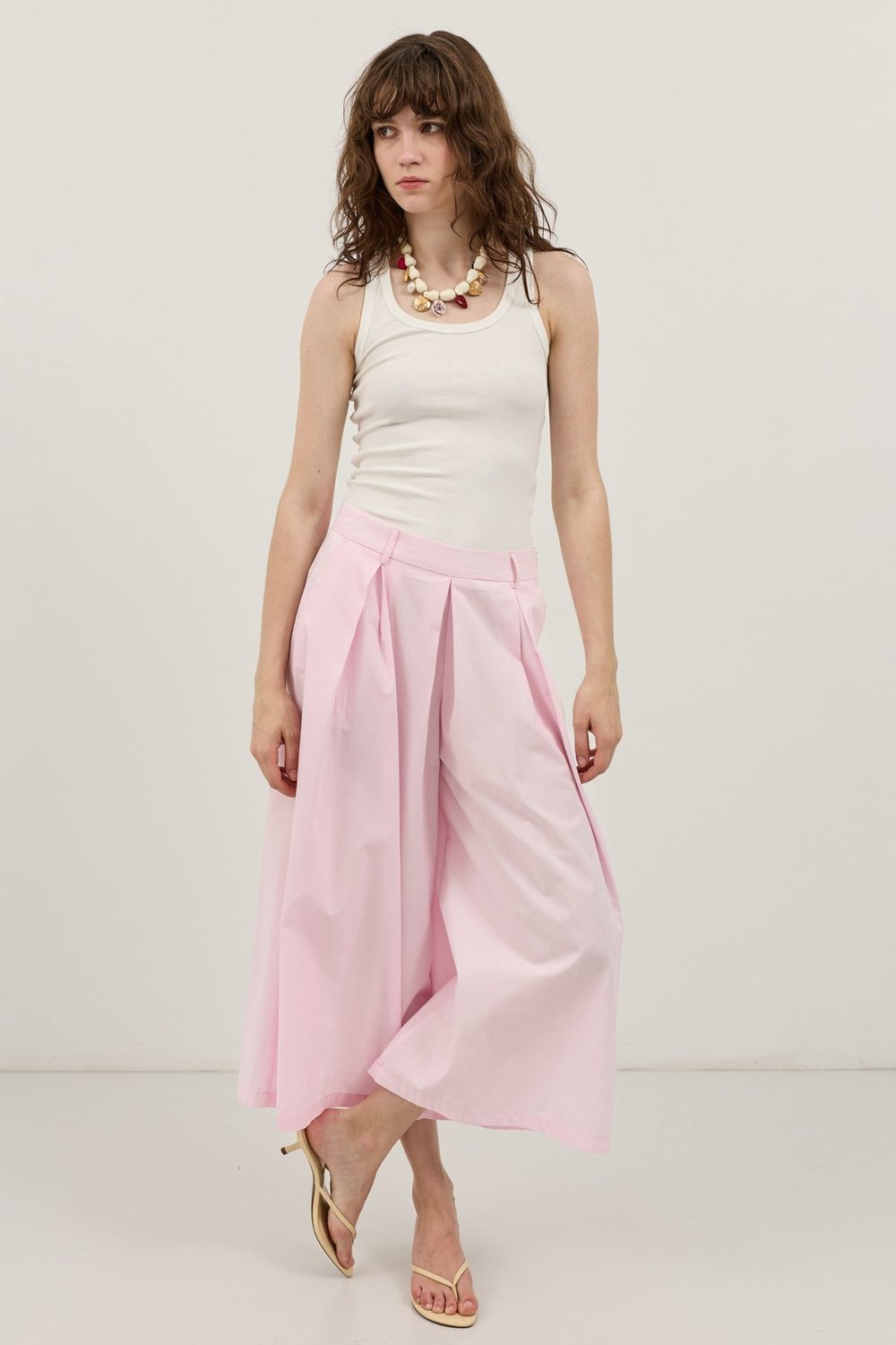 Antioch Pembe Pileli Culotte Pantolon
