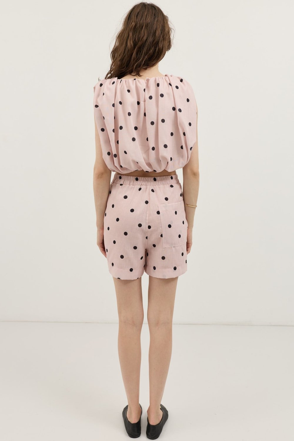 Antioch Pembe Puantiyeli Kolsuz Top
