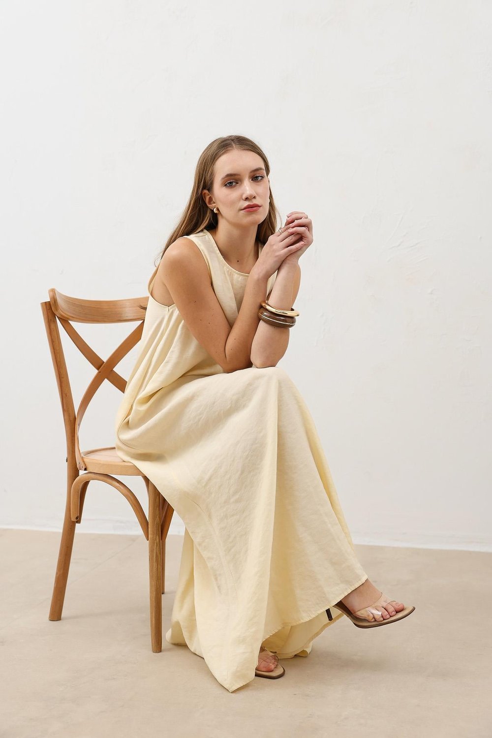 Draped Halter Neck Midi Dress