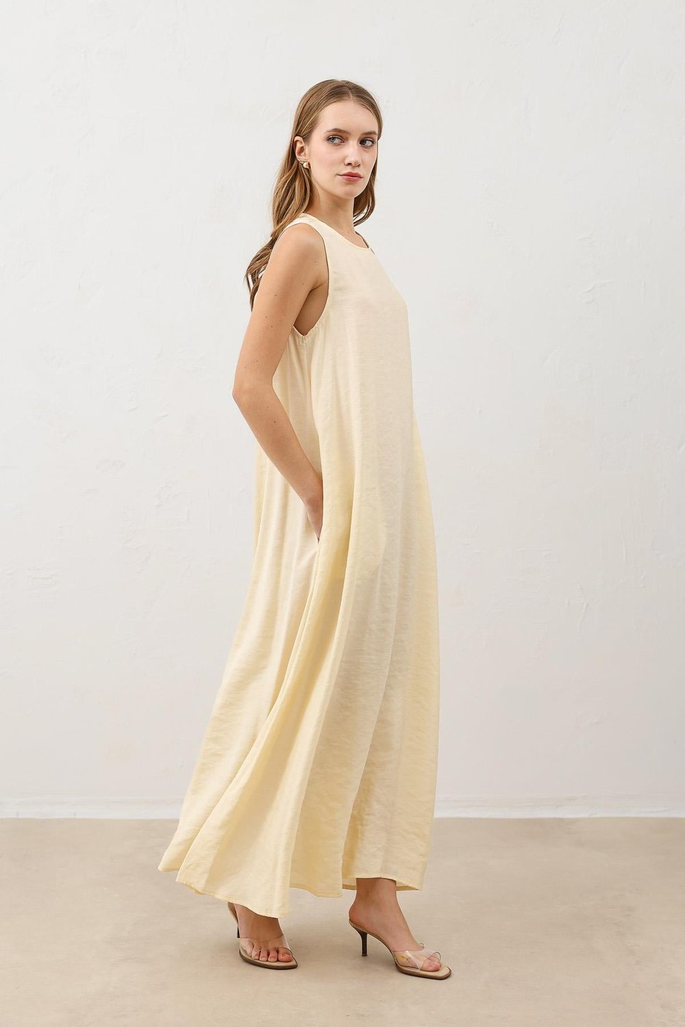 Draped Halter Neck Midi Dress