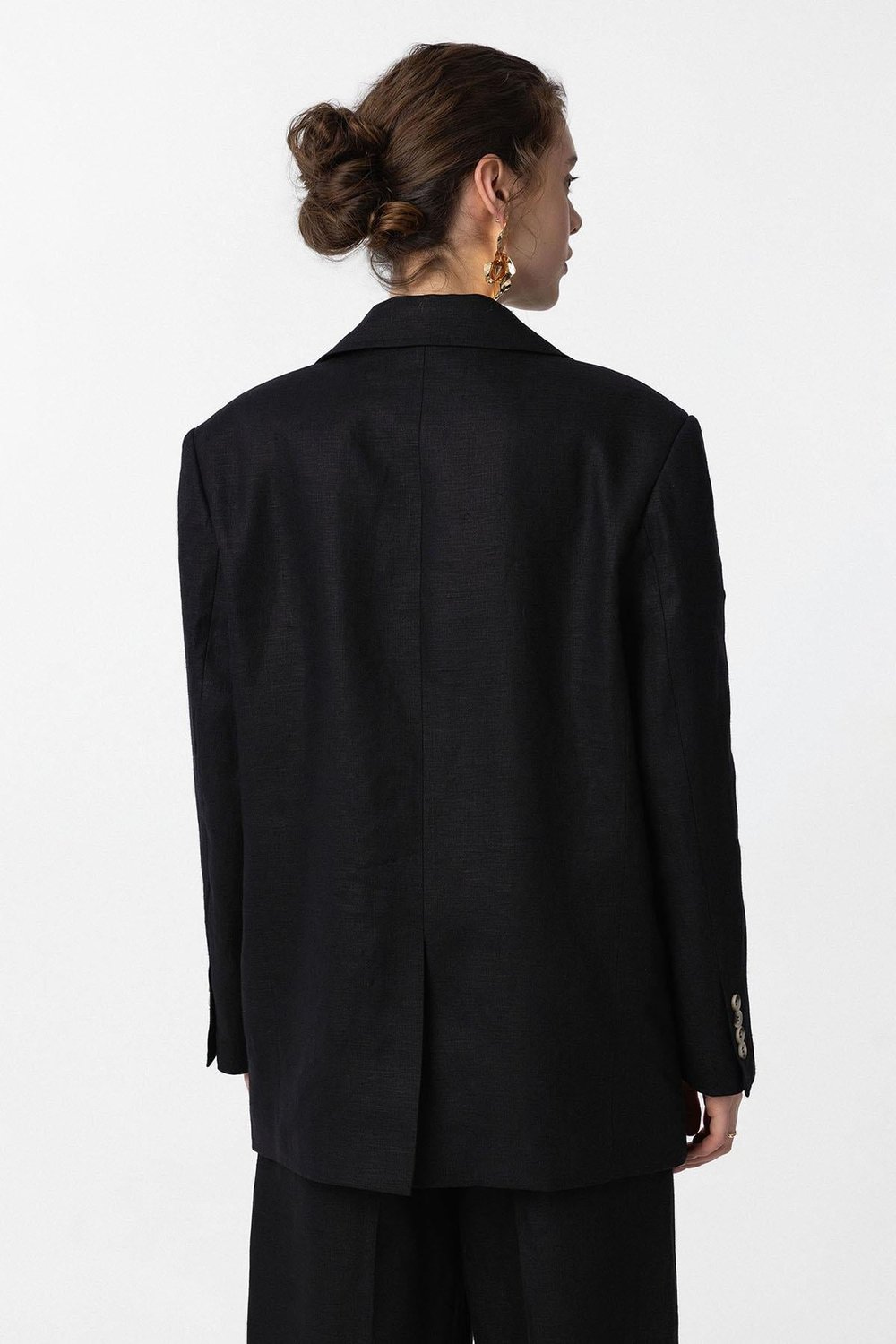 Antioch Siyah 100% Keten Kadın Blazer Ceket
