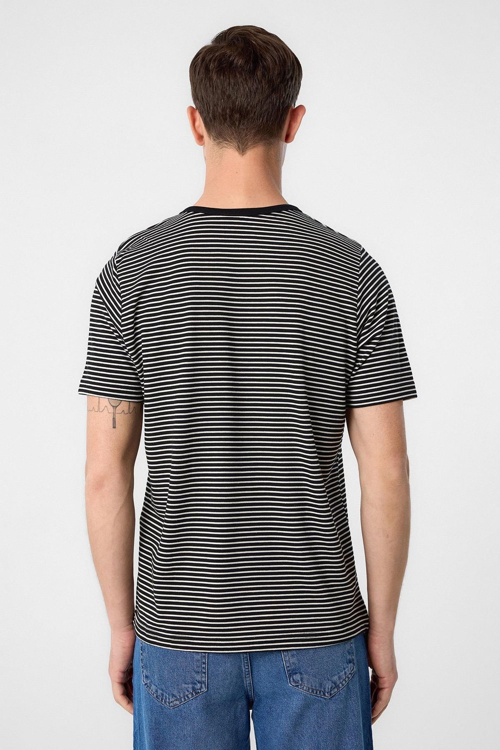 Antioch Siyah Regular Fit Çizgili Erkek T-Shirt
