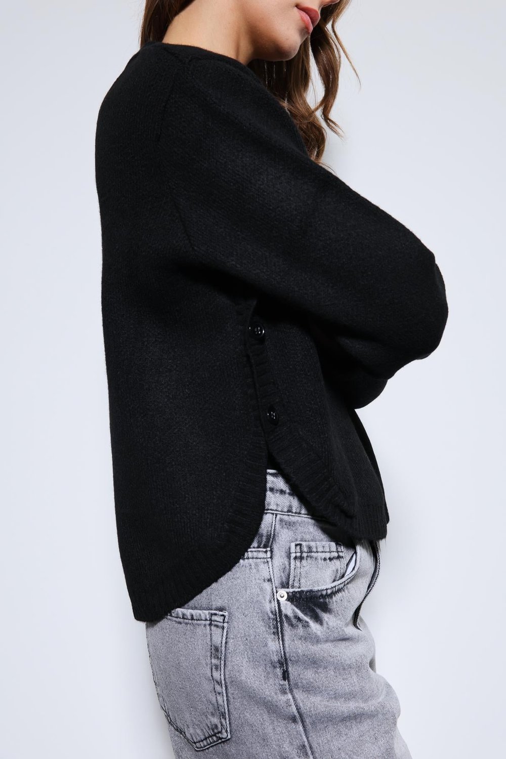 Button-Detail Knit Sweater
