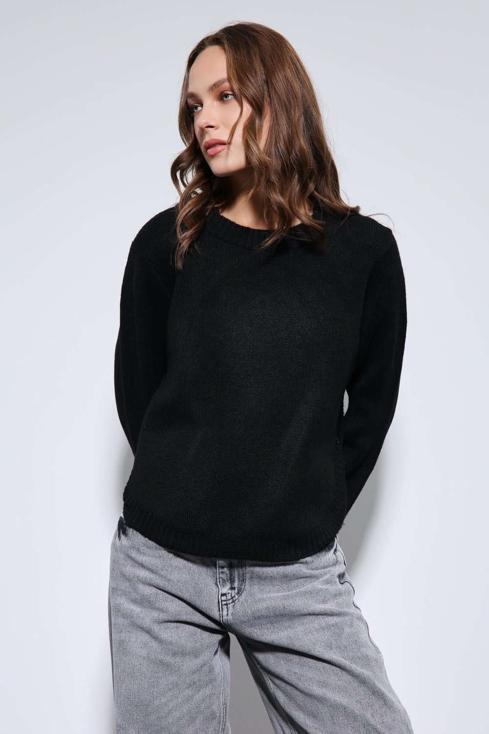 Button-Detail Knit Sweater
