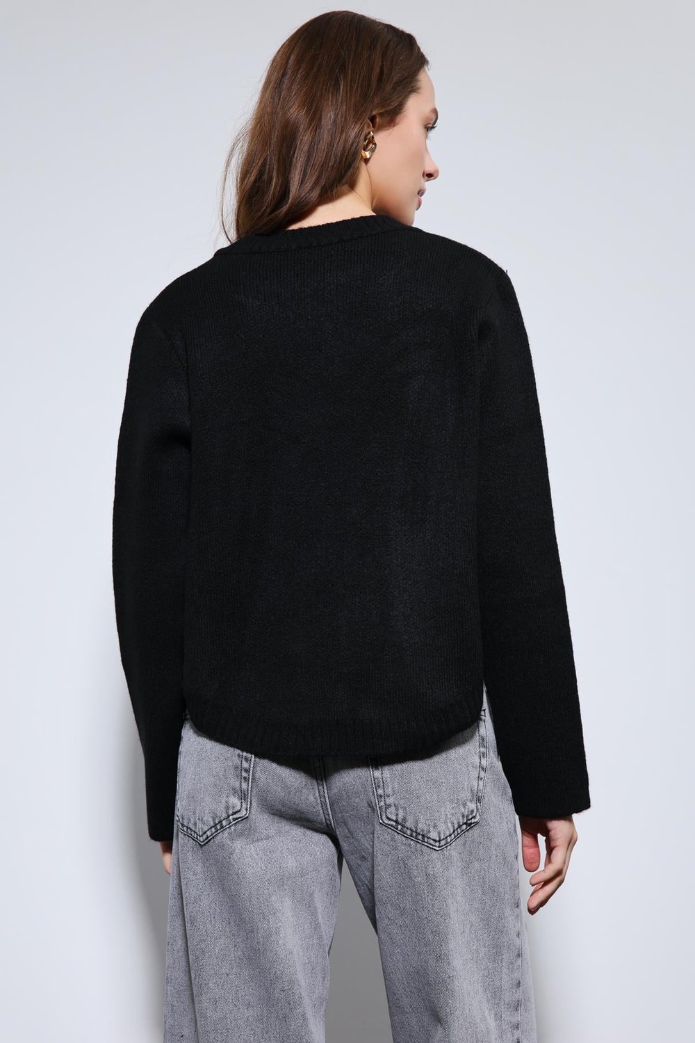 Button-Detail Knit Sweater