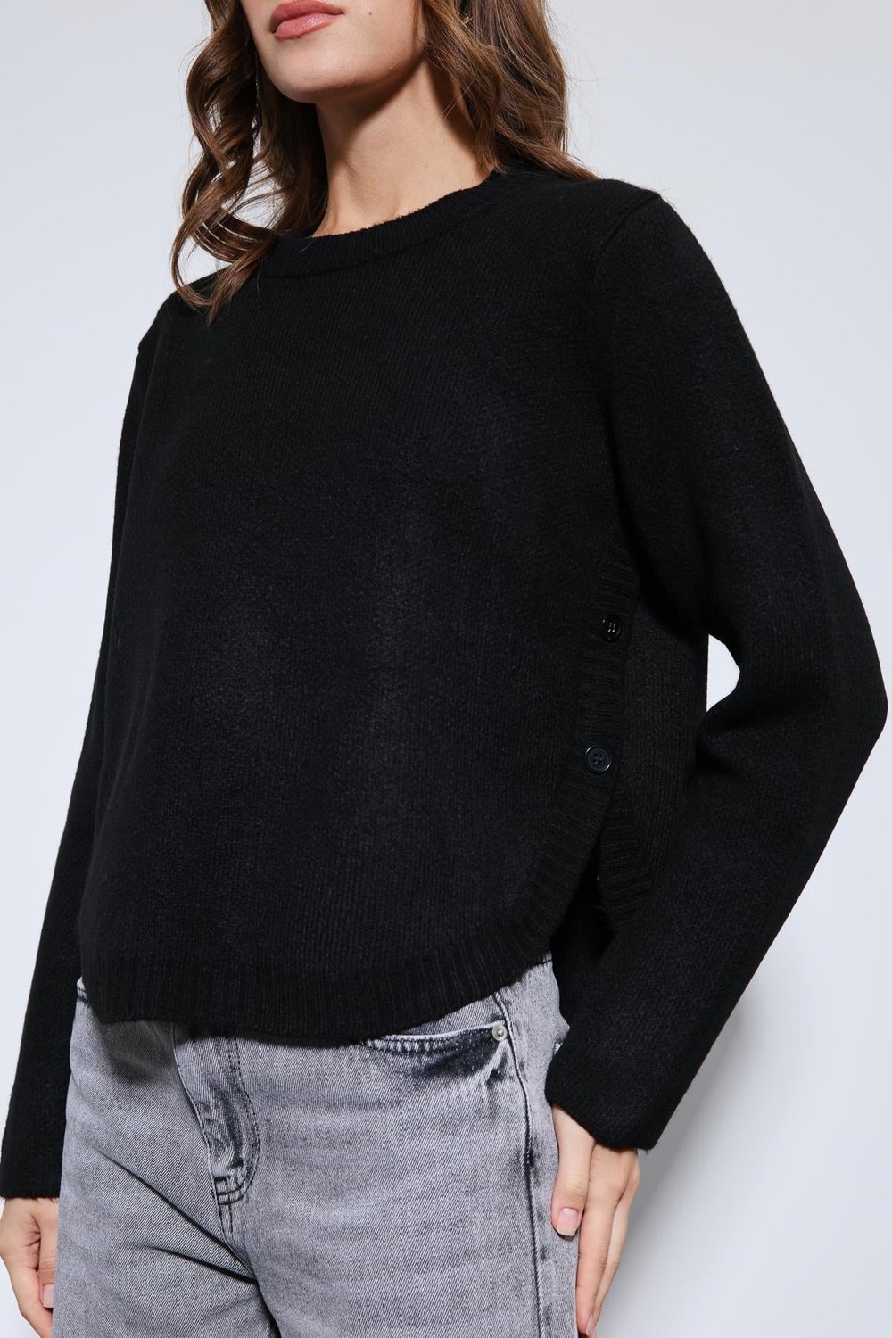 Button-Detail Knit Sweater