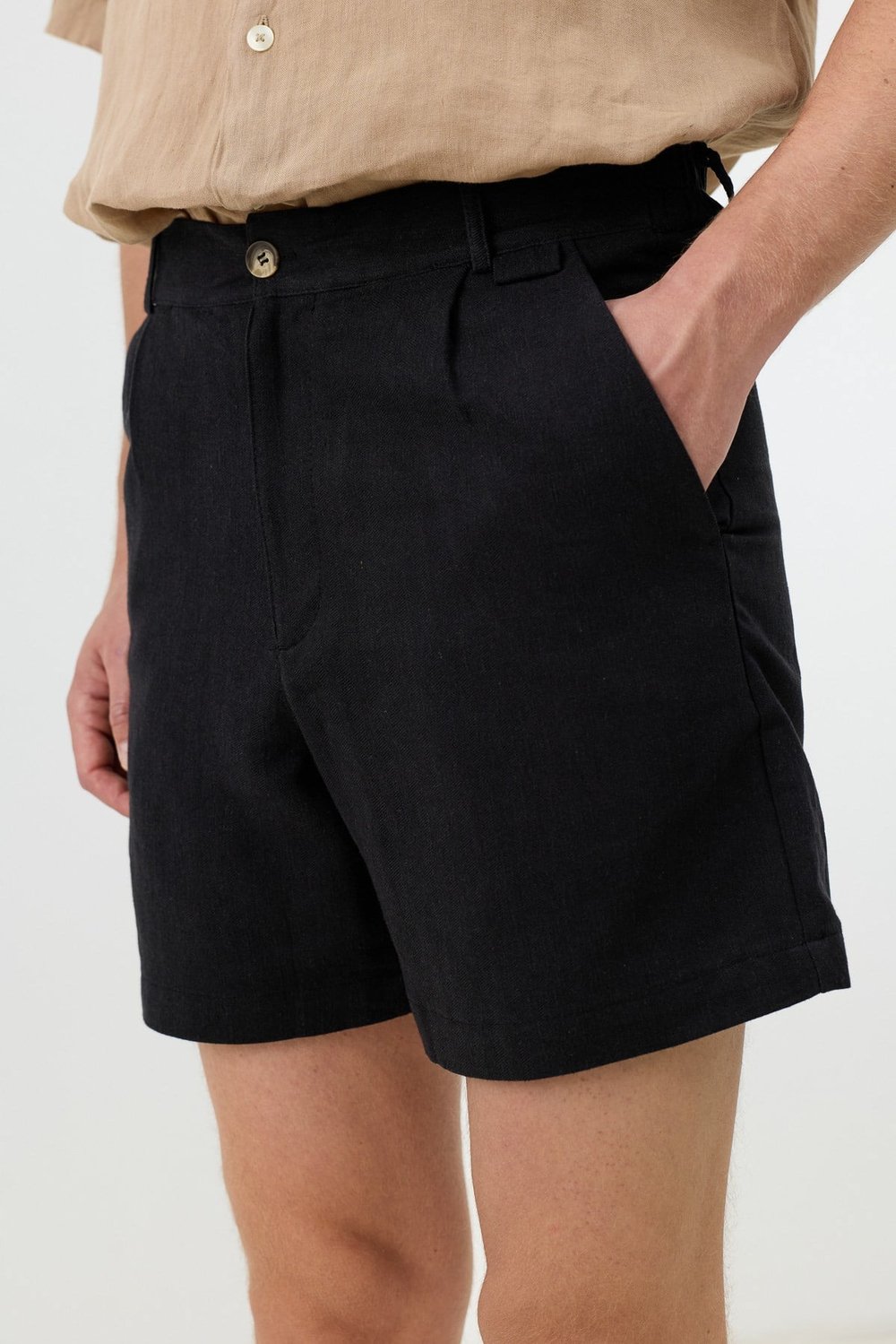 Mens Textured Shorts with Linen Blend