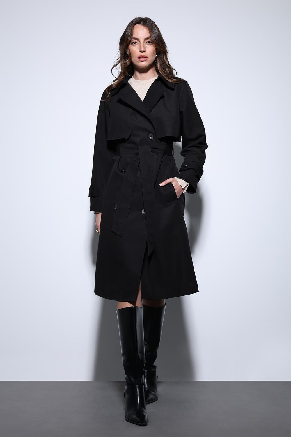 Womens Belted Trench Coat