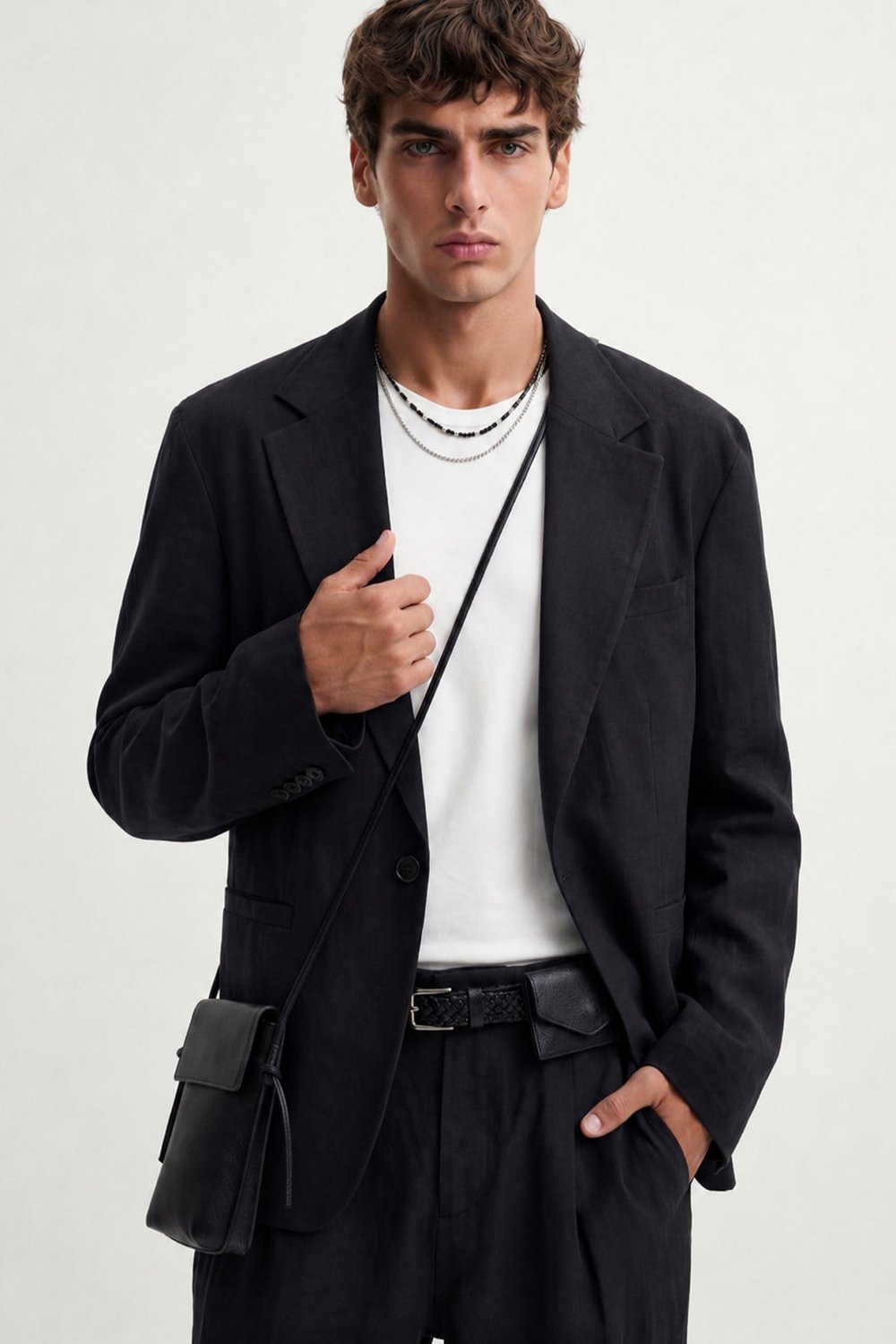 Antioch Siyah Modal Karışımlı Relaxed Blazer Ceket