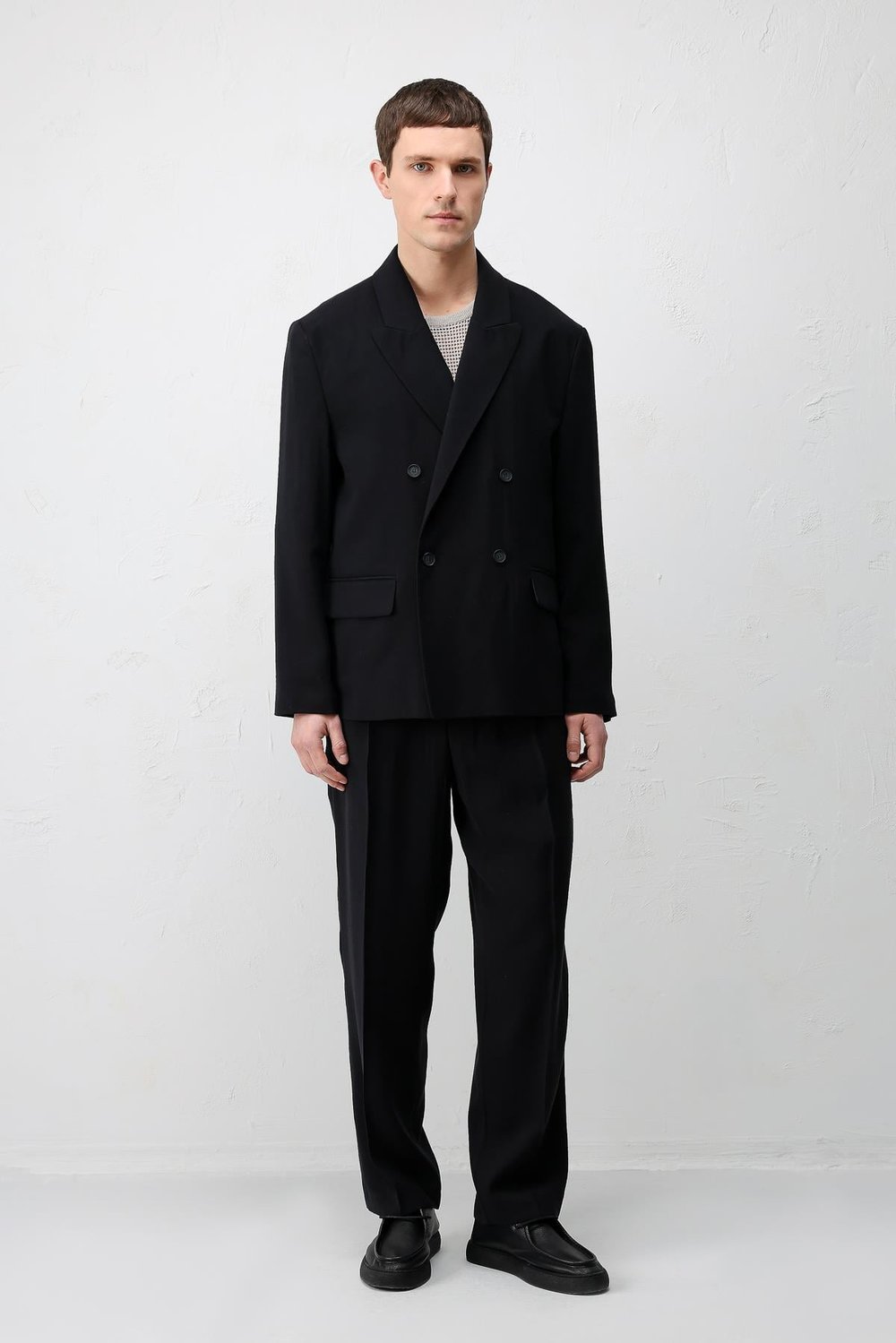 Antioch Siyah Modal Karışımlı Relaxed Fit Erkek Blazer Ceket