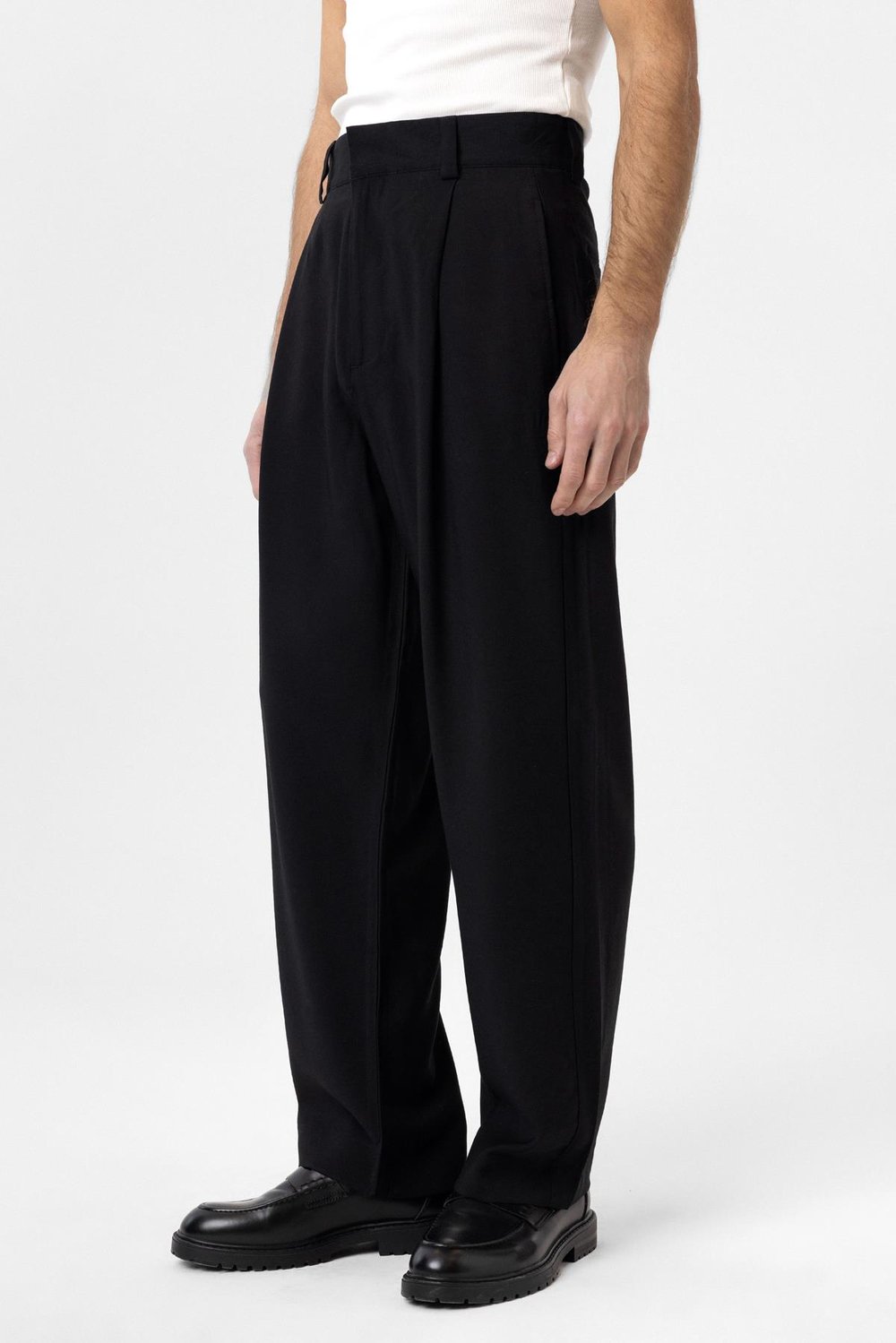 Antioch Siyah Pileli Baggy Fit Erkek Pantolon