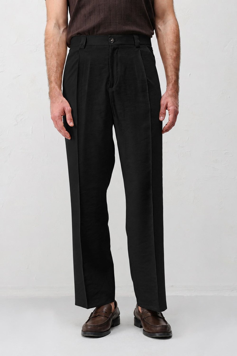 Antioch Siyah Pileli Relaxed Fit Erkek Pantolon