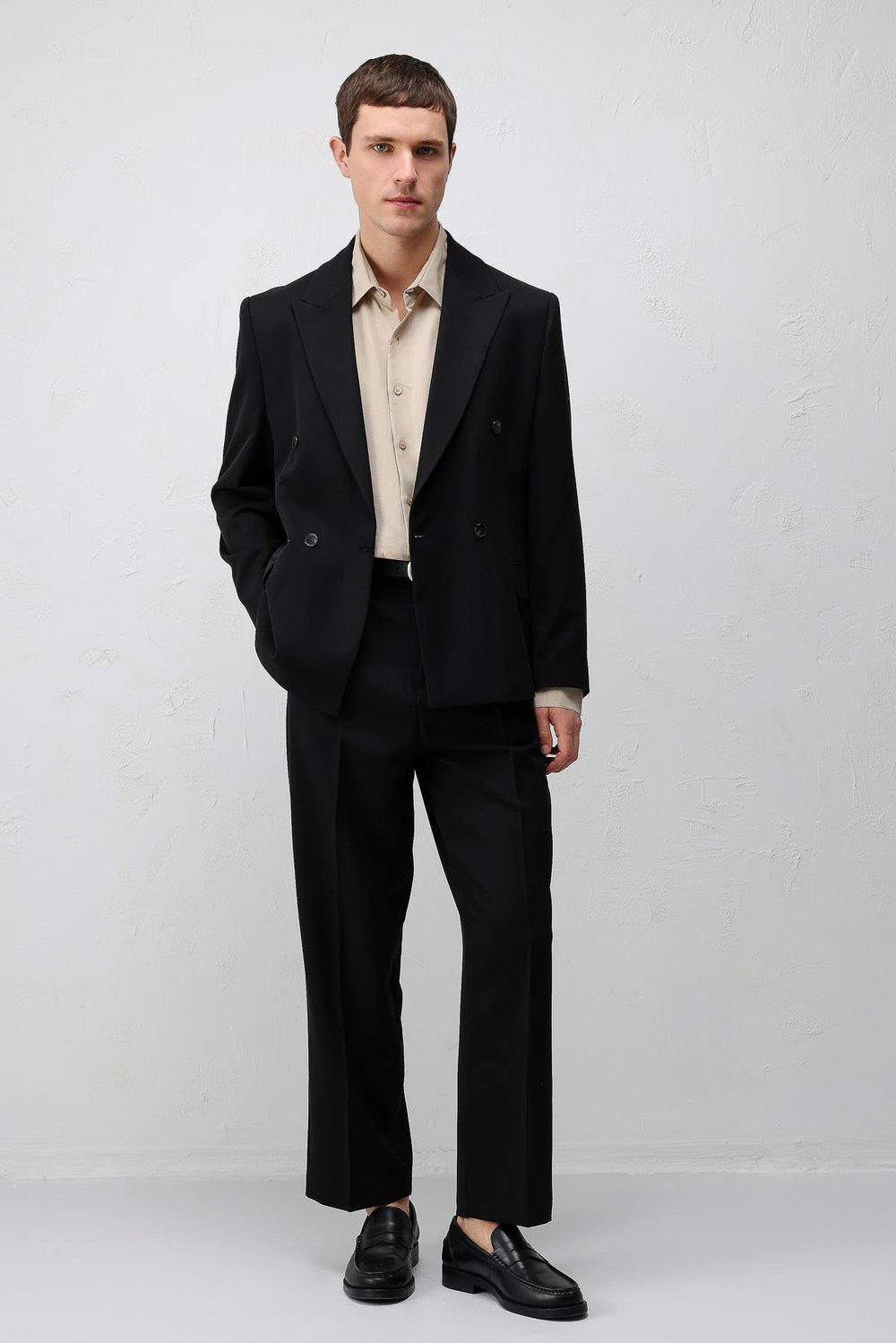 Antioch Siyah Relax Fit Kruvaze Erkek Blazer Ceket
