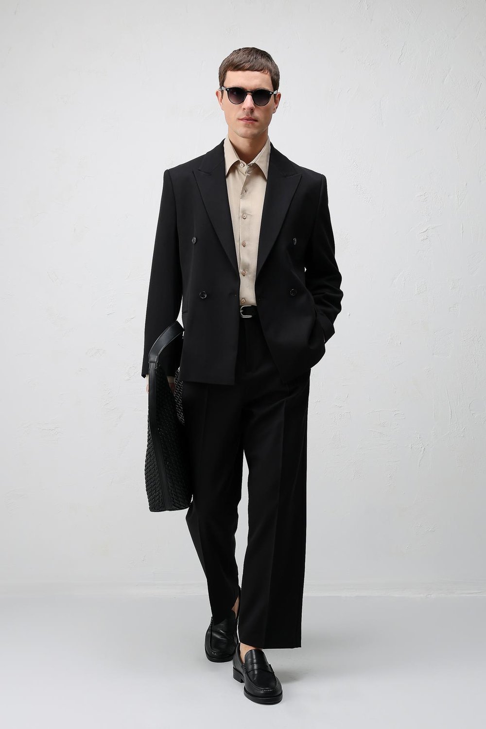 Antioch Siyah Relax Fit Kruvaze Erkek Blazer Ceket