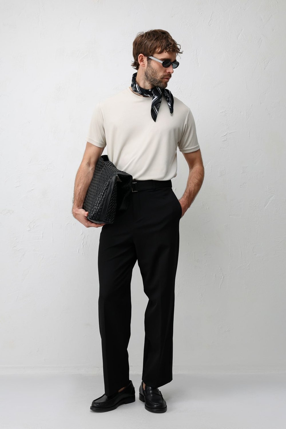 Antioch Siyah Relaxed Fit Kemerli Erkek Pantolon