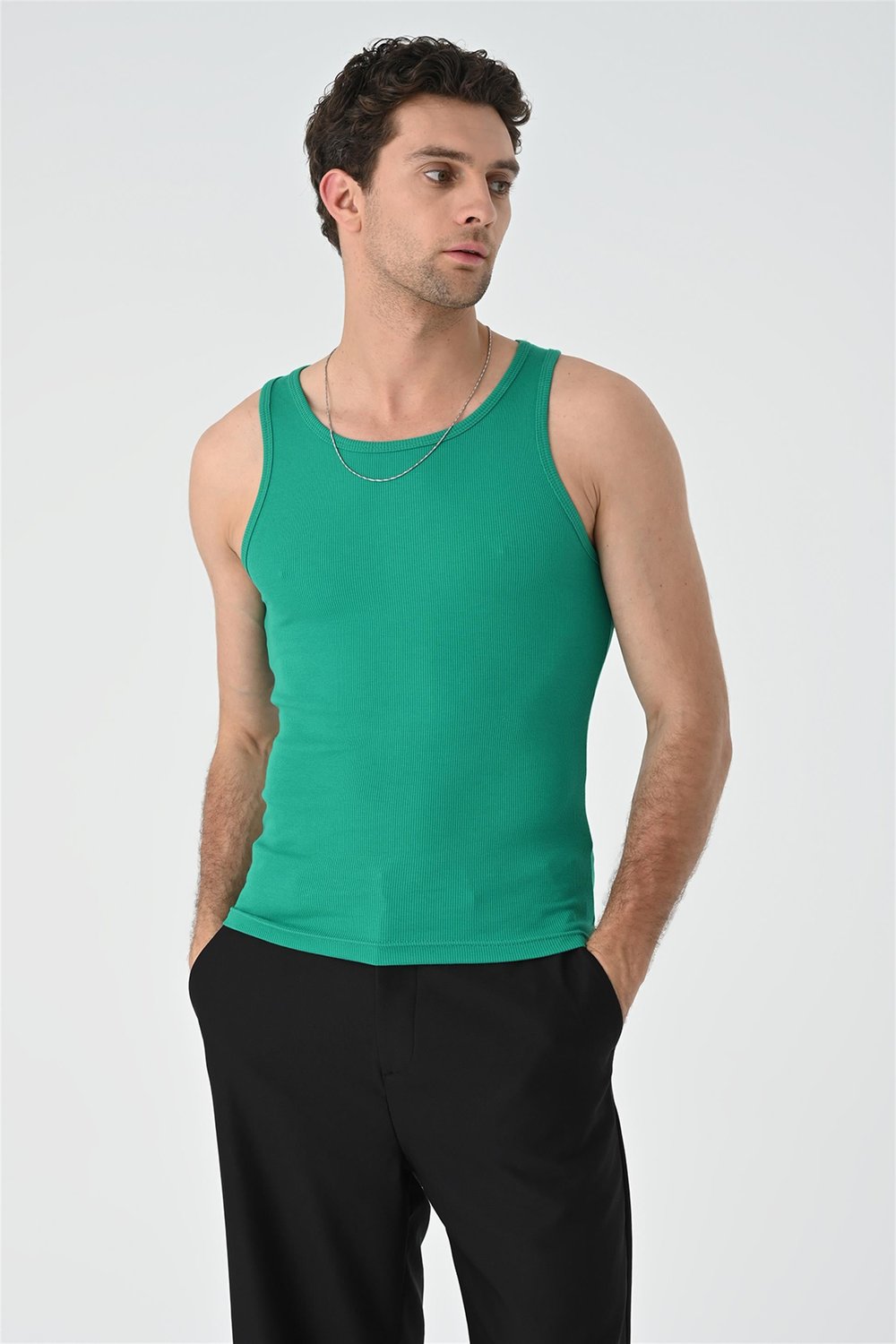Antioch Ördek Yeşili Slim Fit Erkek Atlet
