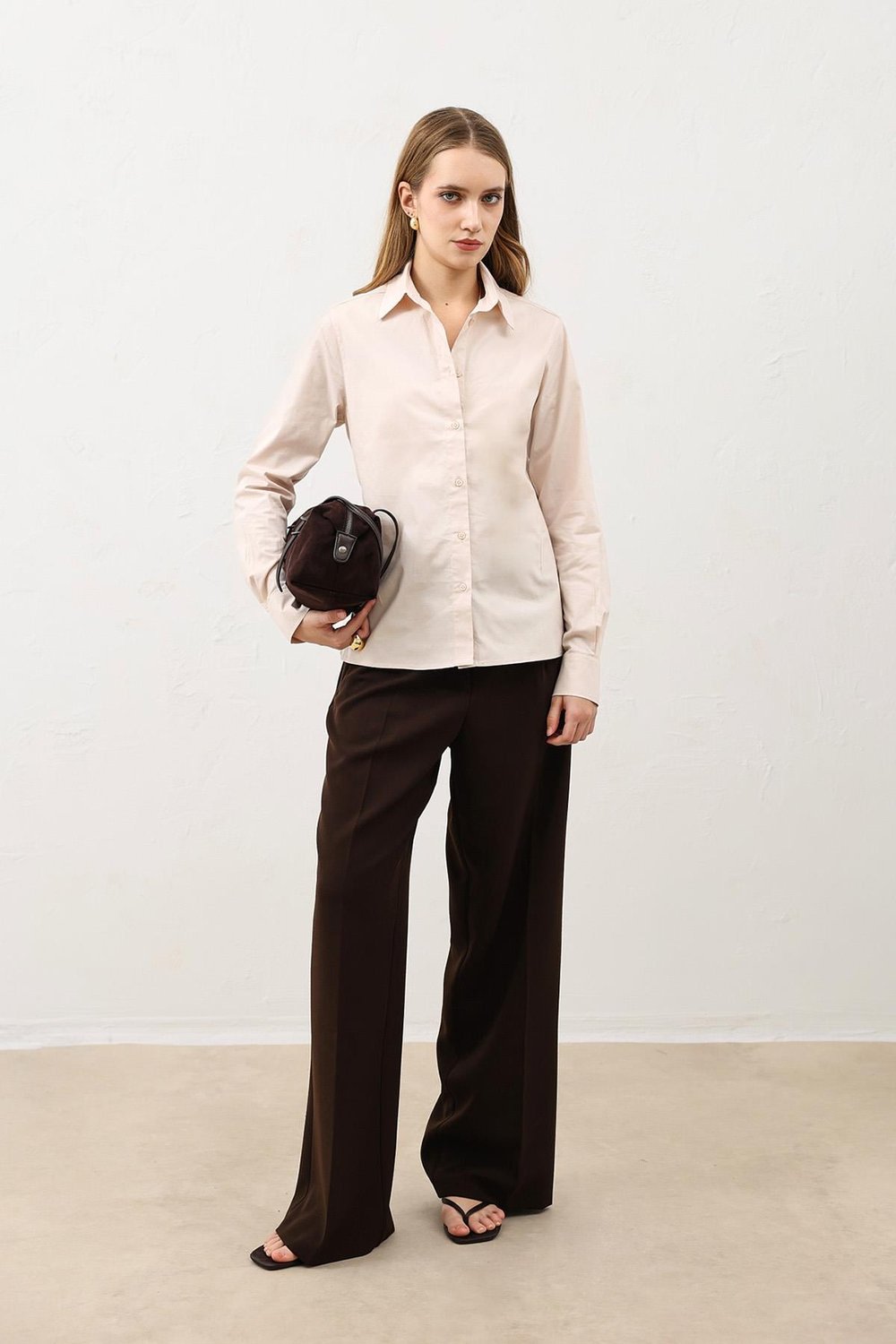 Antioch Taş Basic Slim Fit Kadın Gömlek