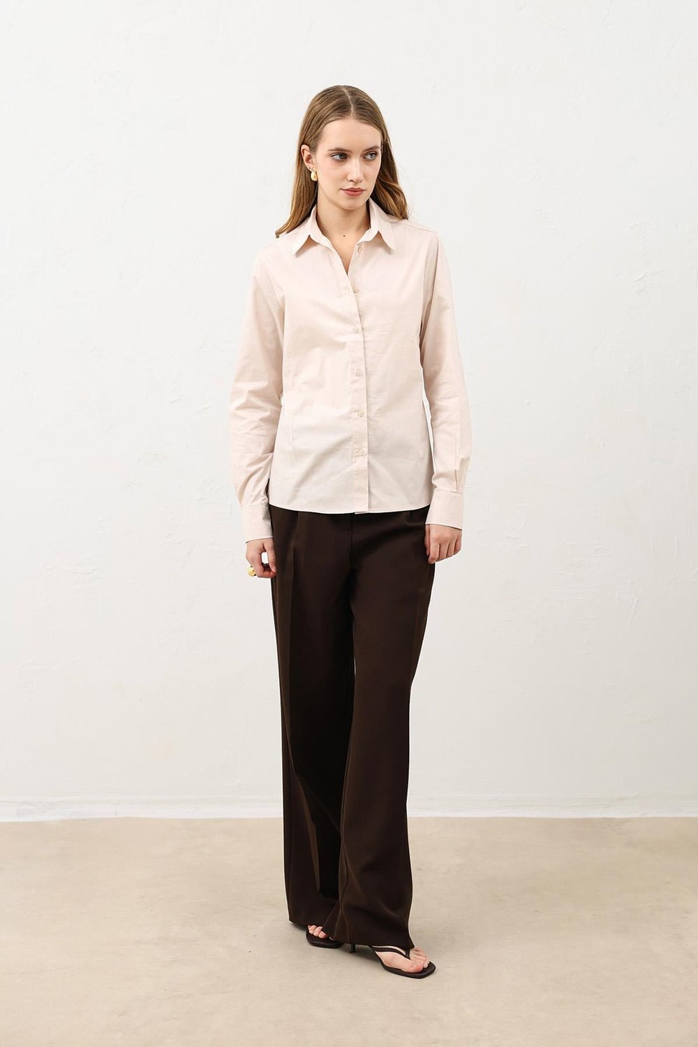 Antioch Taş Basic Slim Fit Kadın Gömlek