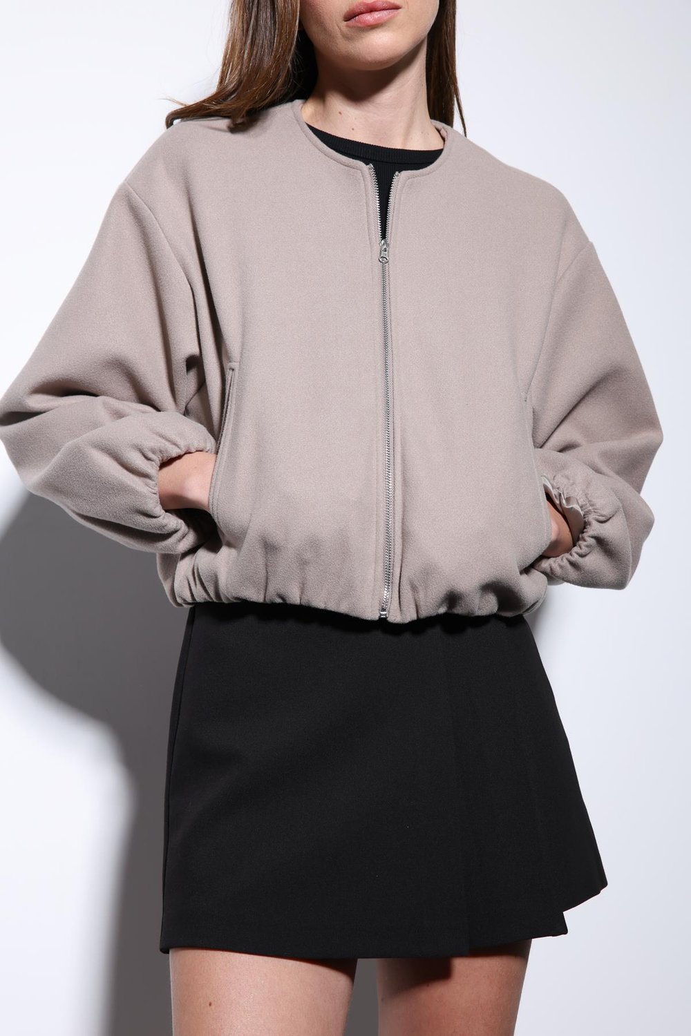 Womens Crop Jacket with Elastic Waistband