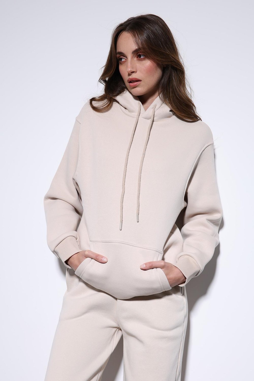 Antioch Taş Kapüşonlu Basic Kadın Sweatshirt