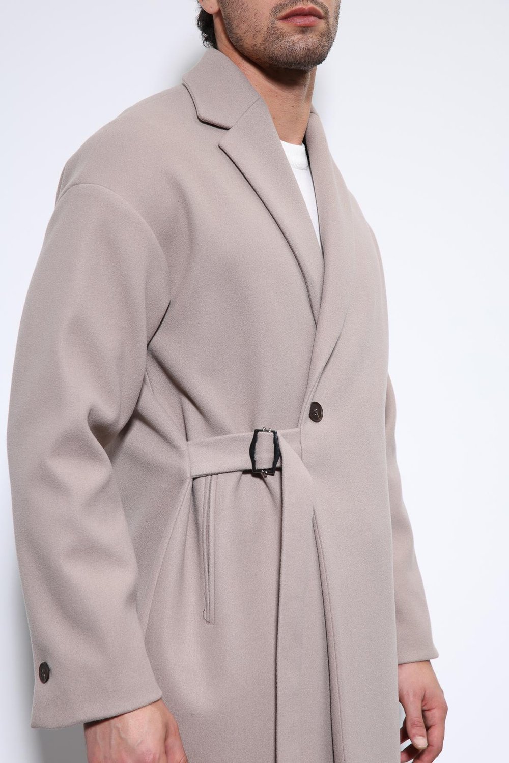 Belted Oversize Mens Coat