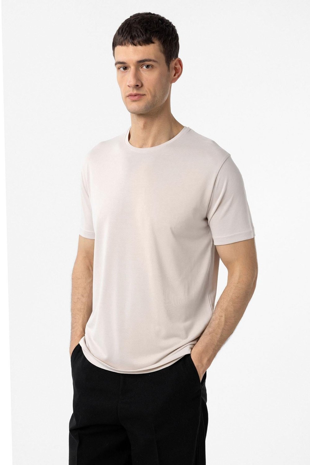 Antioch Taş Regular Fit Modal Teknik Kumaş Erkek T-Shirt