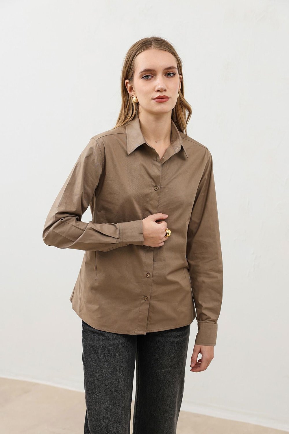 Antioch Vizon Basic Slim Fit Kadın Gömlek