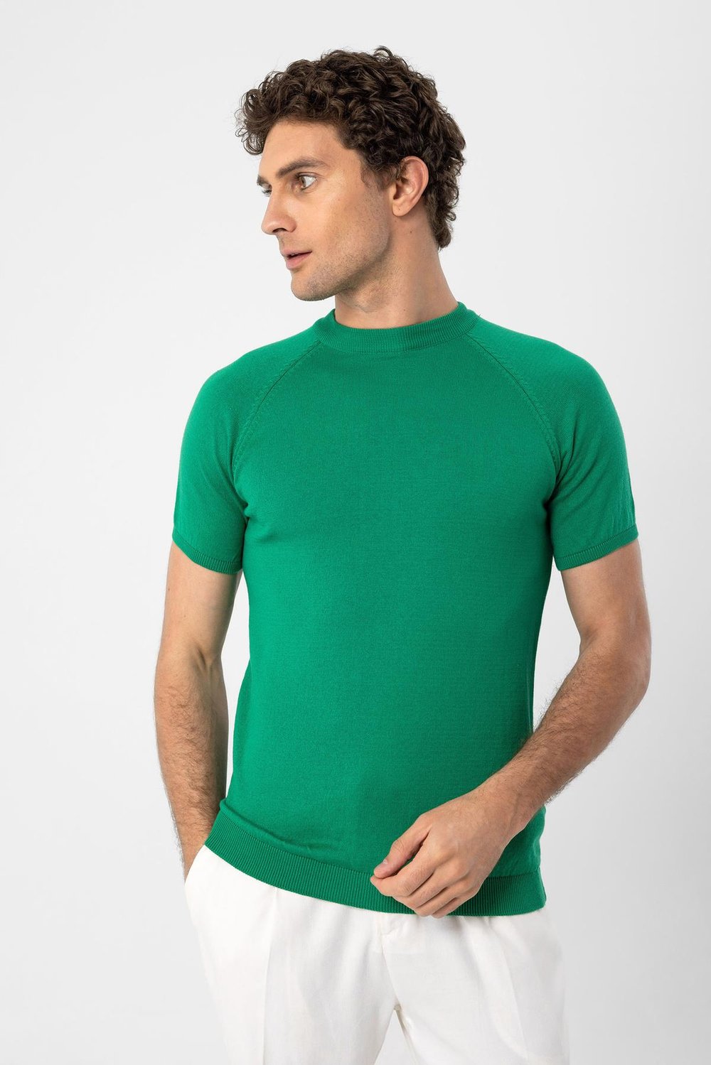 Antioch Yeşil Bisiklet Yaka Triko T-Shirt